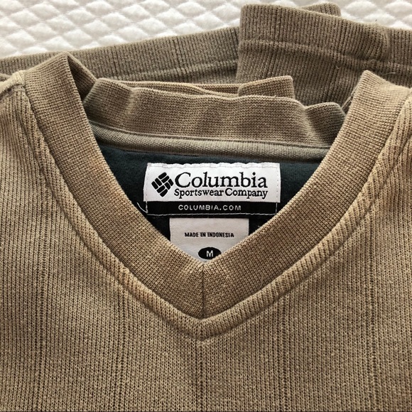 Clearance Columbia V Neck Pullover Sweater Tan Medium - Picture 9 of 9